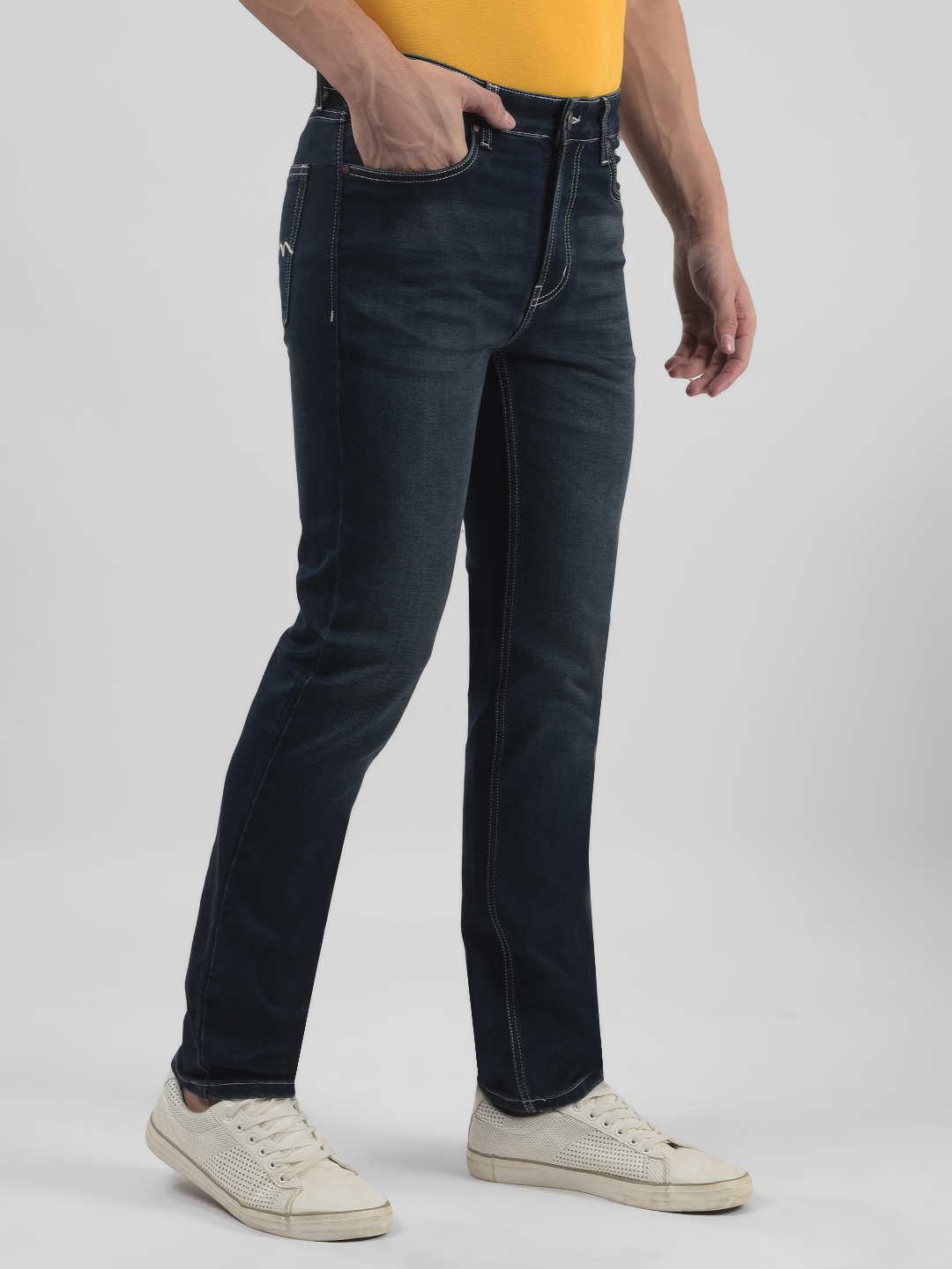Numero Uno Men Solid Dark Blue Jeans